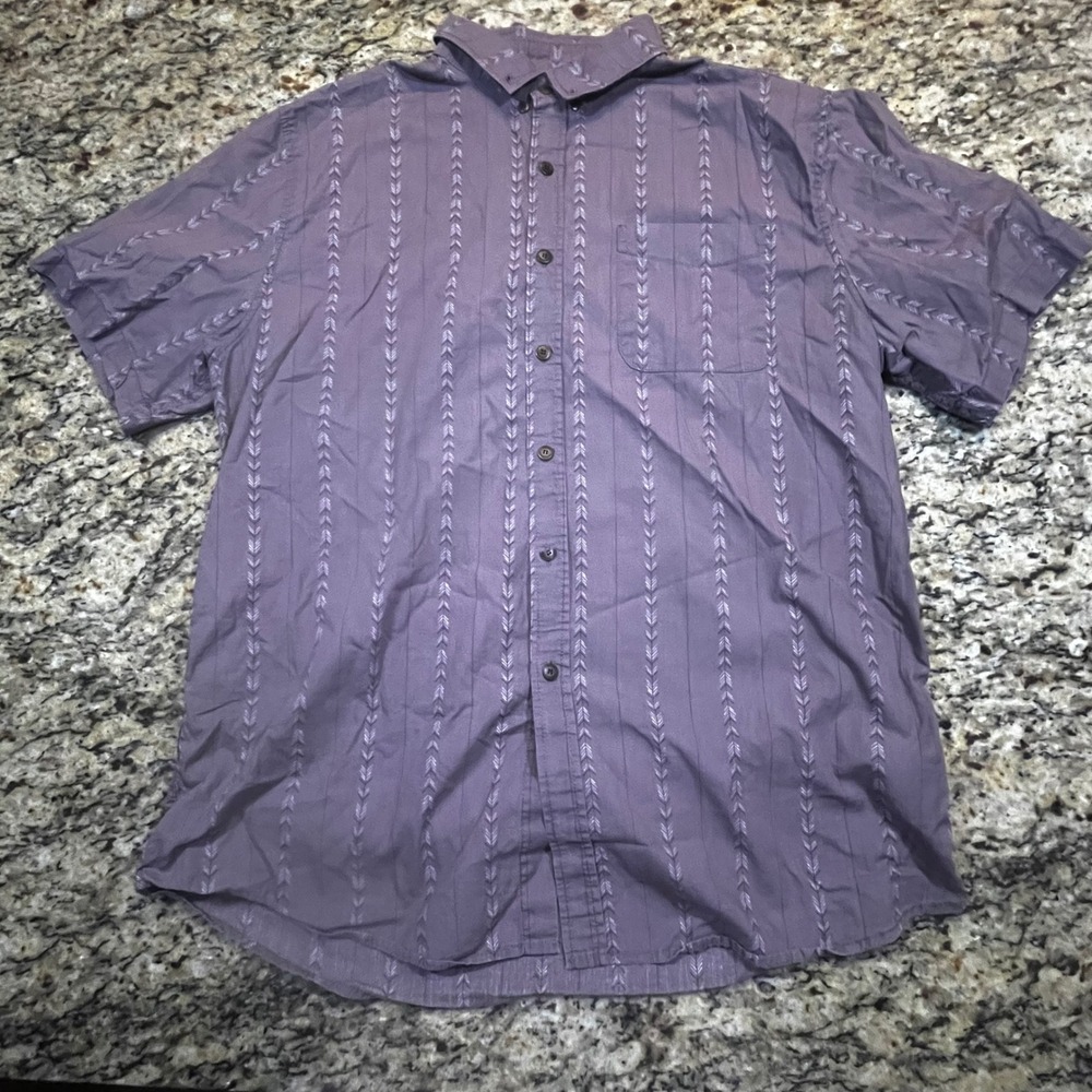Katin America's Surf Mens XXL Purple Arrow Pinstripe Short Sleeve Button Shirt‎